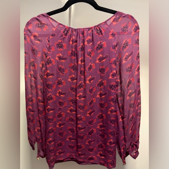Tory Burch Purple and Red Silk Floral Blouse - Picture 2 of 3